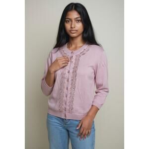 Fashion Bug Vintage Pink Sequin Cardigan Women’s Size XL – EUC